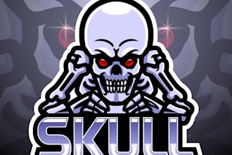 custom skull logo design bold, dark and powerful branding
