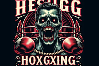 design vintage horror t shirt boxing gym fitness logo