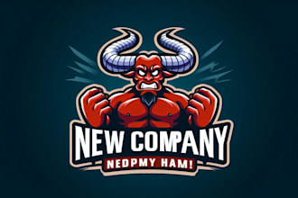 design outstanding realistic rage horn mascot logo  with express delivery
