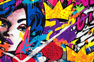 create a unique pop art and street graffiti style modern artwork