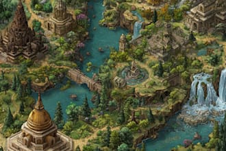 create a fantasy map illustration or site in illustrator