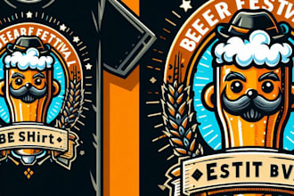 design high quality beer festival mascot logo with t shirt design