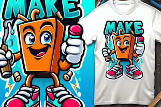 make vintage cartoon graffiti logo t shirt design