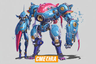 draw amazing character mecha robot illustration