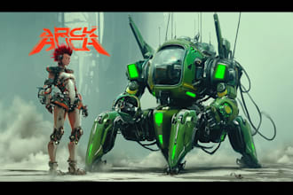 design futuristic mecha robots and pilots cyberpunk concept art
