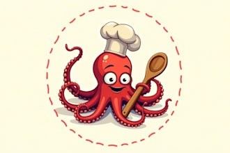 do awesome octopus, pate, animal mascot logo
