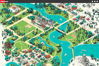 create vector map, city map, site map, event map in illustrator