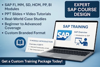 create sap training course on fi, mm, sd, hcm, pp, bi modules ppt slides video