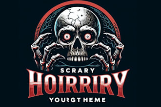 do retro t shirt horror halloween logo design