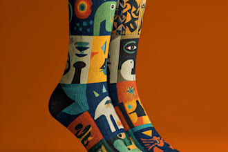 create mockup unique socks design pattern sublimation