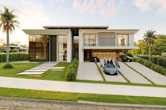 remodel real estate property,luxury home rendering, 2d floor plan elevation, cgi