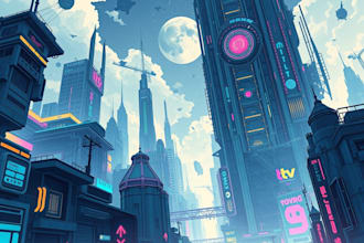 create a sci fi and cyberpunk futuristic city art