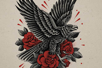 make old school or traditional style tattoo logo design