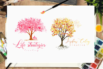 design watercolor hand drawn feminine floral boho logo