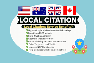 do top 350 local citations for UK, USA, ca, aus local SEO