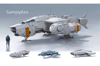draw spaceship concept art or design a starship or scifi vehicle