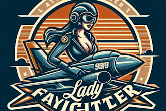 design high quality retro custom lady fighter jet logo for your business