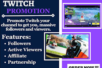 promote and embed your twitch channel to gain real viewers, subs, and bits
