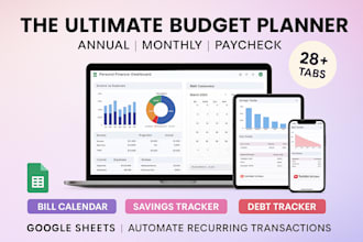create custom excel spreadsheet google sheet finance or budget tracker planner