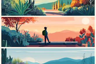 draw a flat vector landscape illustration