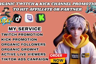 do kick channel twitch promotion viewers and chatters affiliate and partner
