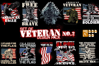 do retro army military veteran skull t shirt logo design