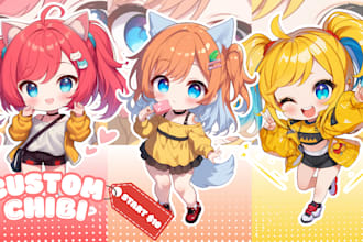 draw cute anime chibi art character design for pfp, sticker, and fanart