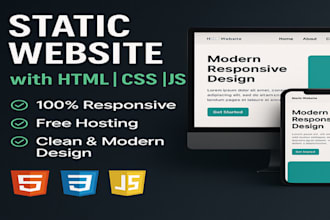 create a fast, responsive static website with HTML, CSS and js with free hosting