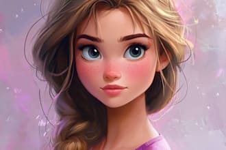 create disney pixar style cartoon portraits for you