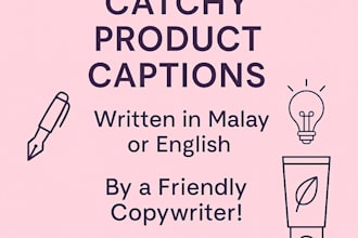 write attractive product captions or copywriting in malay or english