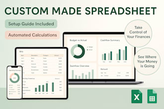 create custom automation excel dashboard google spreadsheet budget planner etsy