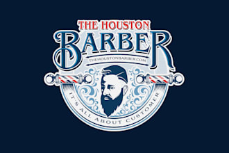 design a retro vintage logo for your custom barber shop