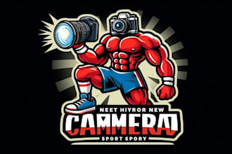 design camera mascot sport logo  with source file in 12 hours