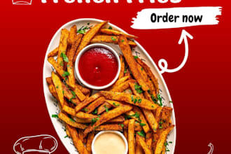 create food social media posts, posters and food menu