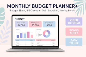 create custom excel spreadsheet google sheet finance or budget tracker planner