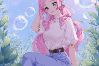 draw an anime character illustration for commercial use