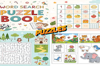 create maze, jigsaw, sudoku, word search, letter, and crossword puzzle for kids