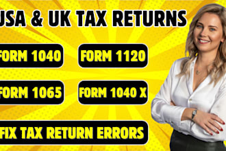 file US or UK tax returns, ct 600, 1040, 1065, vat, bookeeping, cpa letters