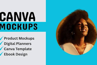 design canva mockup ebook book cover tshirt etsy digital planner canva template