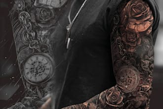 create sleeve tattoo design in geometric style
