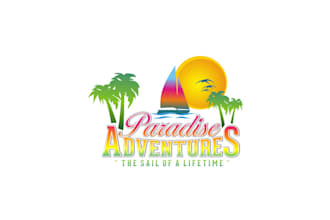 design amazing colorful paradise adventures logo