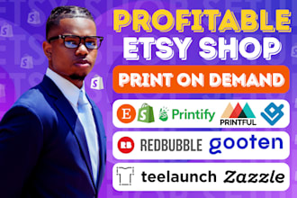 setup profitable etsy shop,  etsy SEO, etsy print on demand, etsy shop sales