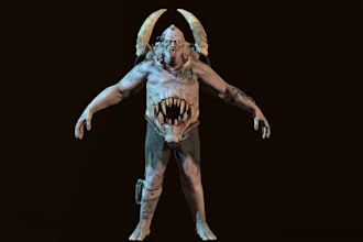 game ready 3d  creature monster, scary zombie model, vr horror, texture, ue5 rig