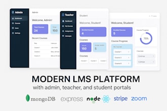 create a modern lms platform with admin, teacher, and student portals