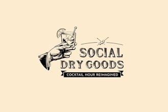 design vintage booze free cocktail co logo