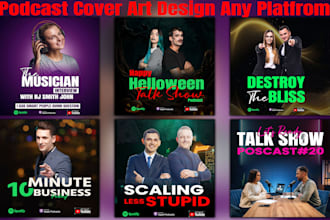 design eye catching podcast cover art for itunes, spotify, apple, youtube, album