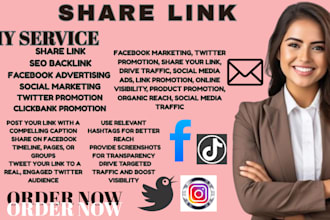 share link advertise your product or business on twitter facebook traffic
