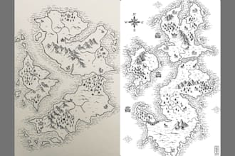 fantasy map illustration, vector site dnd map tolkein board games cartography