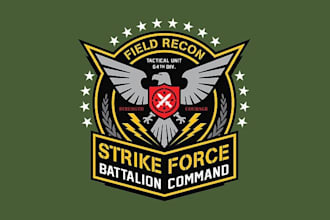 do vintage, patch, military tactical logo for your business