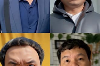 create cartoon portraits and realistic family photo from selfies using ai image